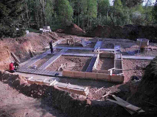 Concrete foundation installation with footing layout and excavation for residential build in Medina, OH